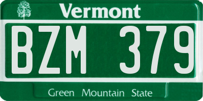 VT license plate BZM379