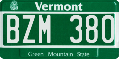 VT license plate BZM380