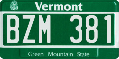 VT license plate BZM381
