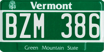 VT license plate BZM386