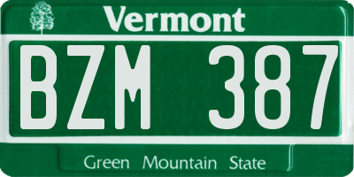 VT license plate BZM387