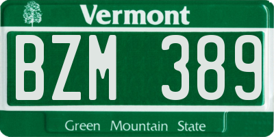 VT license plate BZM389