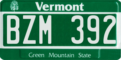 VT license plate BZM392