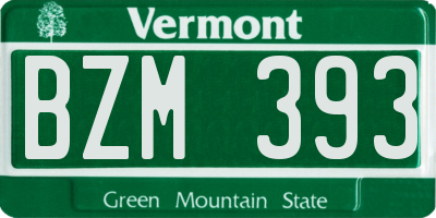 VT license plate BZM393