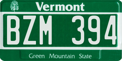 VT license plate BZM394
