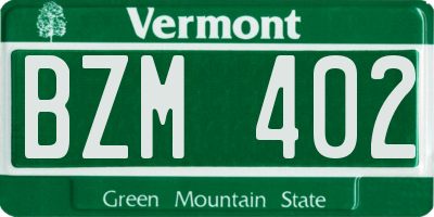 VT license plate BZM402
