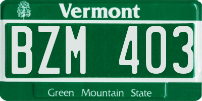 VT license plate BZM403