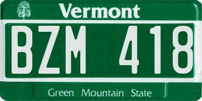 VT license plate BZM418