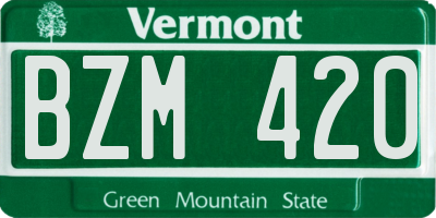 VT license plate BZM420