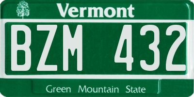 VT license plate BZM432