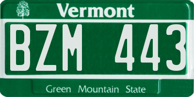 VT license plate BZM443