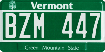 VT license plate BZM447