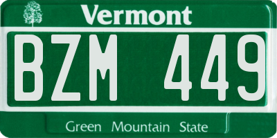 VT license plate BZM449