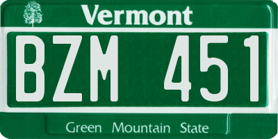 VT license plate BZM451
