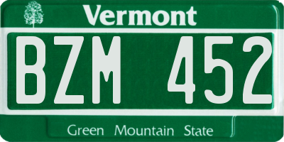 VT license plate BZM452
