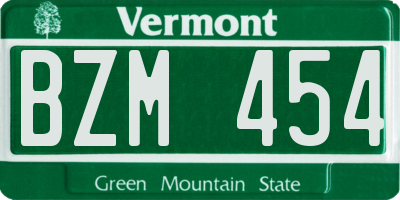 VT license plate BZM454