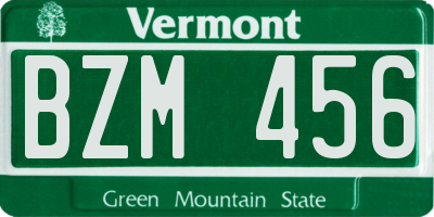 VT license plate BZM456