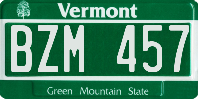 VT license plate BZM457