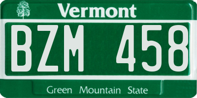 VT license plate BZM458