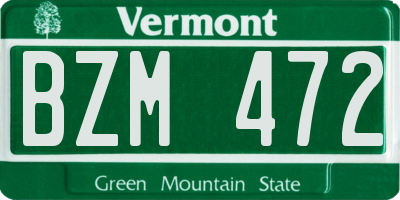 VT license plate BZM472