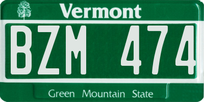 VT license plate BZM474