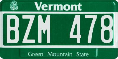 VT license plate BZM478