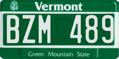 VT license plate BZM489