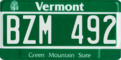 VT license plate BZM492