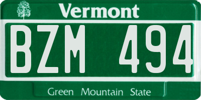 VT license plate BZM494