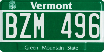 VT license plate BZM496
