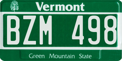 VT license plate BZM498