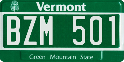 VT license plate BZM501