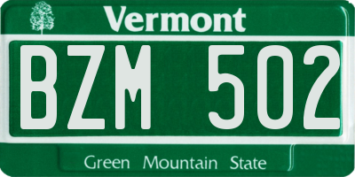 VT license plate BZM502