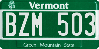 VT license plate BZM503