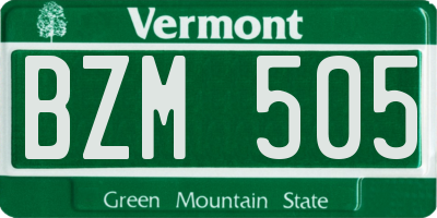 VT license plate BZM505