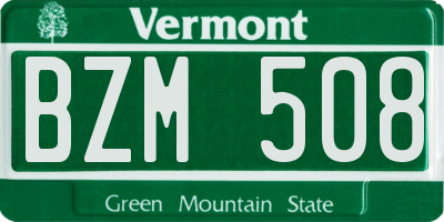 VT license plate BZM508