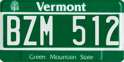 VT license plate BZM512