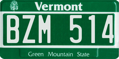 VT license plate BZM514