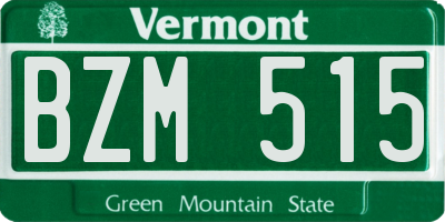 VT license plate BZM515