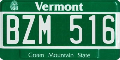 VT license plate BZM516
