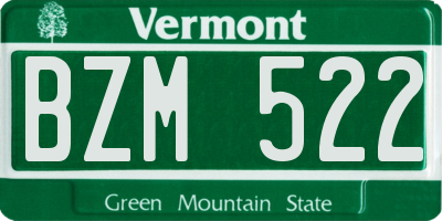 VT license plate BZM522