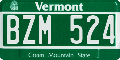 VT license plate BZM524