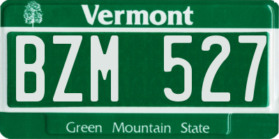 VT license plate BZM527