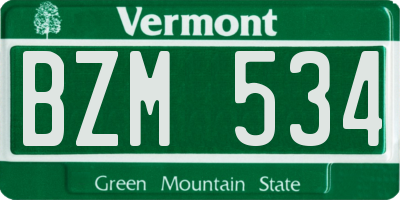 VT license plate BZM534