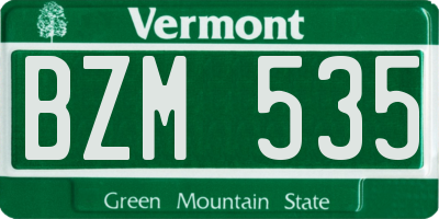 VT license plate BZM535