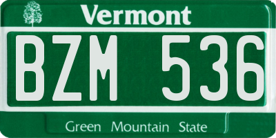 VT license plate BZM536