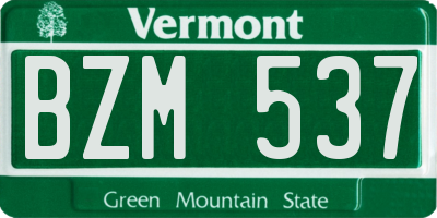 VT license plate BZM537