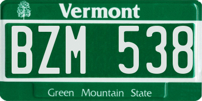 VT license plate BZM538
