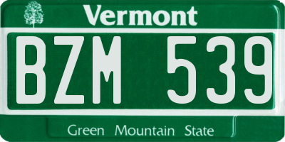 VT license plate BZM539