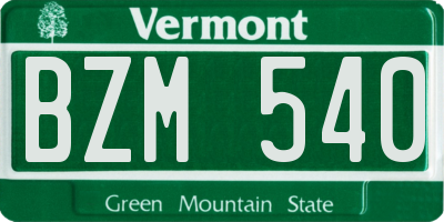 VT license plate BZM540